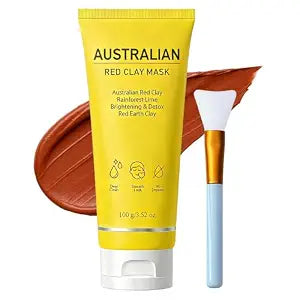 Australian Red Clay Face Mask, Mineral-Rich Mud Mask with Kakadu Plum, Desert & Rainforest Lime Extracts - All Skin Types - 100 mL