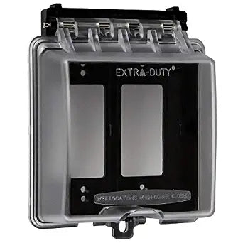 ENERLITES 2-Gang Weatherproof Outdoor Outlet Cover Extra-Duty in-Use Outlet Cover, Outdoor Decorator/GFCI Receptacle Outlets, 6.1 H x 5.2 W x 2.5 D, IUC2V-D, Clear