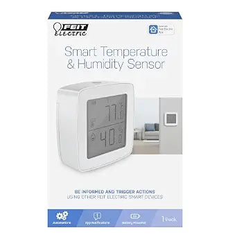 Feit Electric Smart Temperature and Humidity Sensor, Wi-Fi App Alerts