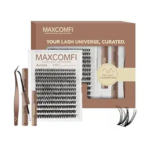 Lash Clusters Kit Aurora D Curl Doll Eye Volume Eyelash Extensions, Fluffy Full Glam DIY Lash Clusters, Featherlight Comfort 0.05mm Fiber (8-18mm)