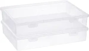 BTSKY Clear Plastic Storage Box with Flap Lid,2 Pack Medium-10.8"x7.9"x2.1"