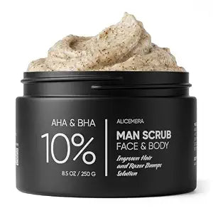 Men's Ingrown Hair Scrub, Face Scrub, AHA BHA & Walnut Shell Exfoliator