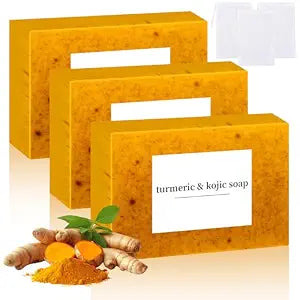 Nicgou Lemon Turmeric Soap, Turmeric Soap Bar for Face ＆ Body (3pcs)