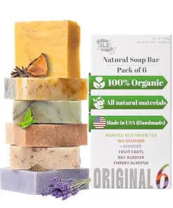 All-Natural Soap bar for Men & Women – Cold Process, Handmade in the USA - Original 6-Pack
