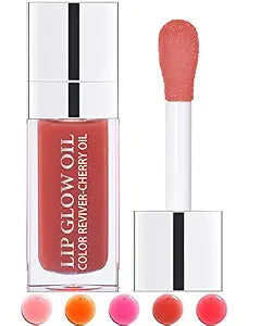 Moisturizing Lip Glow Oil, Rosewood Plumping Tint Lip Gloss Stain for Women