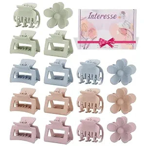 16 PCS Small Claw Clips for Thin Thick Hair, 4 Shapes Small Hair Clips