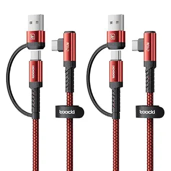 240W USB C to USB C Cable 10FT 2Pack, 2-in-1 Right Angle, Fast Charging