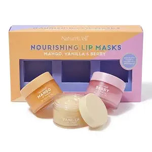 NATURE WELL Hydrating Lip Masks Variety Pack, Includes Mango, Vanilla & Berry Scents, High-Shine, Non-Greasy, Conditioning & Softening, 0.70 Ounce (Pack of 3)