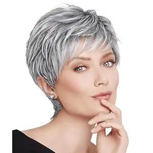 BECUS Gray Pixie Cut Wig for Women Short Wig for Daily Style