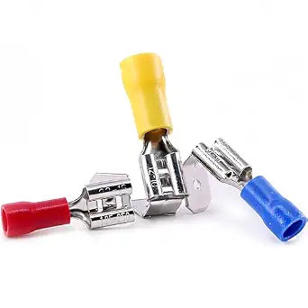 100pcs Piggyback Spade Connectors 24-10 Gauge 1/4" Female and Male Quick Splice Disconnect Electrical Crimp Terminals Connector Assortment Set