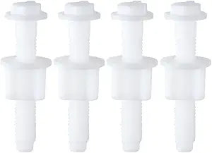 4 Pack Toilet Seat Screws Replacement Plastic Universal White Toilet Seat Hinge Bolt Screw for Fixing the Top Toilet Seat