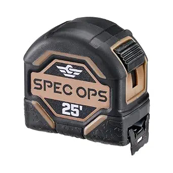 Spec Ops Tools Tape Measure for Measuring & Layout, 1 1/8" Double-Sided Blade and Military-Grade Composite Case, 25 Foot