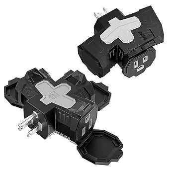 K KASONIC 3 Outlet Grounding Adapter, Heavy Duty Plug Extender 2 Pack Black