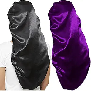 Wbfwbb 2 Pcs Silk Bonnet for Women Satin, Soft Elastic Band Silky Sleeping Cap Big Bonnets for Braids