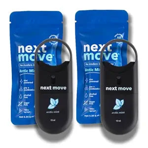 Next Move Breath Spray 2-Pack 10mL Each | Zinc Oral Spray for Fresh Breath | Sugar-Free Alcohol-Free | Super Convenient | Keychain Bottle Travel Size | Arctic Mint 2pk