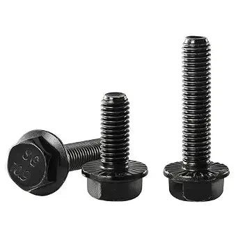 M10 x 45mm Flanged Hex Head Bolts Flange Hexagon Screws, M10x1.5 Bolt, 10.9 Grade Alloy Steel, Hexagon Head Bolts, Black Zinc Finish, Full Thread, Quantity 8