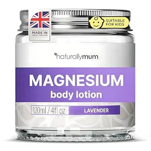 NaturallyMum - Magnesium Body Lotion [NATURAL & VEGAN] - Topical Magnesium Chloride Cream Lotion Support for Sleep, Bone, Heart & Muscle Health - Lavender - Made in UK & Safe for Kids