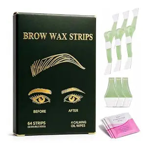 64Pcs Precision Eyebrow Wax Strips for Face, Clean Hair Removal Waxing Kit, Gentle for Sensitive Skin, No Heat Needed, Easy At-Home Use for Upper Lip, Chin & Brows, Lasts 6 Weeks