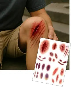 Realistic SFX Wound & Bruise Temporary Tattoo Set ï¿½ï¿½ï¿½ï¿½ï¿½ï¿½ï¿½ï¿½ï¿½ 2x A5 Sheets for Film, TV & Theatre ï¿½ï¿½ï¿½ï¿½ï¿½ï¿½ï¿½ï¿½ï¿½ Cuts, Scratches, Blood & Bru