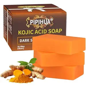 PIPIHUA Kojic Acid Soap - Turmeric Soap with Turmeric & Lemon & Collagen & Hyaluronic Acid & Glutathione