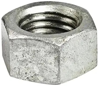 Steel Hex Nut, Hot-Dipped Galvanized Finish, Grade 2, ASME B18.2.2, 1/2"-13 Thread Size, 3/4" Width Across Flats, 7/16" Thick (Pack of 50)
