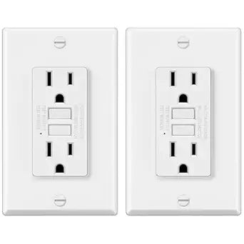 ELECTECK 2 Pack GFCI Outlets, 15 Amp GFI Receptacles, ETL Listed, White