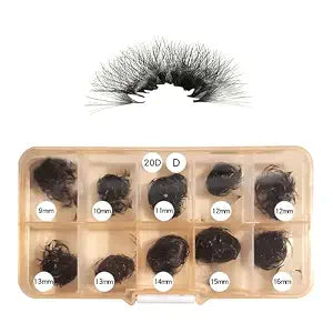 Veritee 1000pcs 20D D Curl Mix9-16 Handmade Pinching Fake False Eye Lash Pre Pro Made Mega Volume Promade Loose Premade Lash Fans Eyelash Extensions