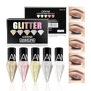 Glitter Liquid Eyeliner Colorful Set, White Silver Gold Rose Gold Eyeliner