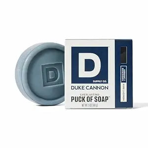 Duke Cannon Supply Co. Bar Soap Puck - Men's Rounded Bar Soap with Masculine Scents - Disc-Shaped Mens Soap - Hydrating & Deep Cleaning - All Skin Types - Midnight Swim, 5 oz