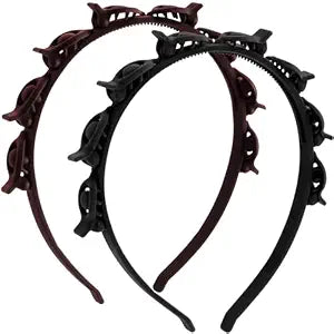 2Pcs Headband with Clips, 90s Butterfly Hair Clips Headband, 2 Color