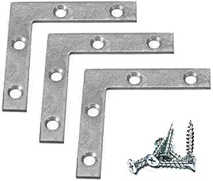 Framing Hardware 12 Pack Heavy Duty 2.5 x 2.5 Zinc Plated Steel L-Type Corner Brace Angle Brackets with Countersunk Holes & Screws - Use for reinforcemnet of Frame Corners, Shelving and More