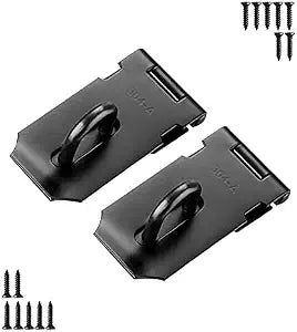 Door Hasp Padlock Latch, 3 Inch Stainless Steel Safety Clasp Hasp Lock Latch, Extra Thick Door Gate Lock Hasp with Screws,Matte Black Finish 2 Pack