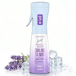 Secret Cooling Aluminum Free Whole Body Deodorant Mist for Women, 24hr Odor Protection, Instant Cooling Relief, Soothes & Revitalizes Skin, PH Balanced Formula, Relaxing Lavender Scent, 5.2 fl oz