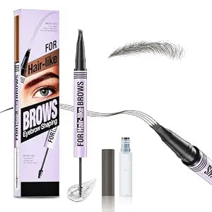 2-in-1 Microblading Eyebrow Pen & Eyebrow Gel Waterproof (03#Dark Brown)