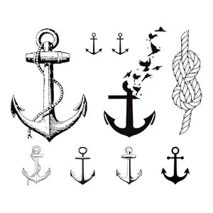 Anchor Temporary Tattoos Set Nautical Sailor Semi-permanent Tattoos
