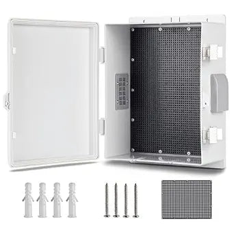 Outdoor Waterproof Electrical Junction Box, ABS Water Resistant Enclosure with Internal Mounting Panel & Hinged Cover (13" H* 9.2" L* 5.6" W)
