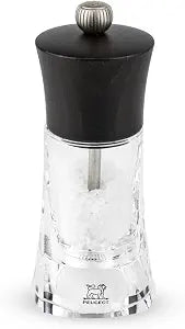 Peugeot - Oleron Manual Dry Salt Mill - Transparent Adjustable Grinder - Acrylic and Beechwood, Chocolate, 5.5 Inches