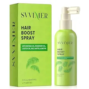SVVIMER Hair Boost Spray - Rosemary Oil, Batana Oil and Biotin - Hair Thickening Spray for Hair Loss and Thinning Hair - Rice Water and Castor Oil for Women and Men - 2.7 Fl Oz (Pack of 1)