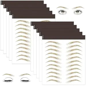 10 Sheets 110 Pairs 4D Hair-Like Waterproof Eyebrow Tattoos, Brown Tattoo Eyebrows Sticker Pairs, Temporary Brow Tattoos Grooming Shaping Stickers in Arch Style for Women Blonde15