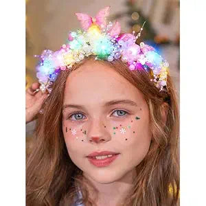 Catery Light Up Butterfly Tiara Flower Crown Fairy Princess Headband for Girls and Women
