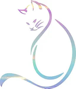 Sitting Kitten Cat Animal 2 (Holographic Opal Purple) (Set Of 2) Premium Waterproof Vinyl Decal Stickers For Laptop Phone Accessory Helmet Car Window Bumper Mug Tuber Cup Door Wall Decoration