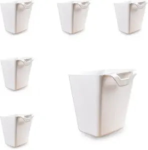 6 Pack Hanging Cup Holders, Wall Organizers, Rolling Cart Accessories Hanging Pen Holders Storage Containers Hanging Buckets for Home Decor Office, Kitchen, Art & Craft Supplies Accessories (White)
