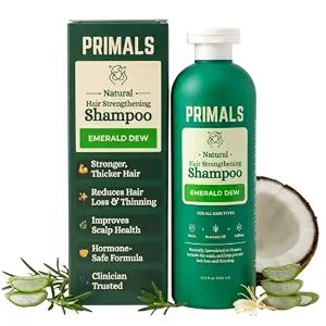PRIMALS Hair Strengthening Shampoo - Caffiene, Biotin, Raw Honey, Rosemary Oil - Anti Hair Thinning - Natural Ingredients - Zero Artificial Fragrances, Sulfates, Parabens, or Dyes - 13.5 Fl Oz