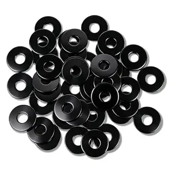 50 PCS 1/4" Washers Flat, 7/10" OD, Black Electroplated Flat Washers Made of Stainless Steel 18-8(304), Flat Washer for Decorating Parts