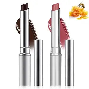2Pcs Black Honey Tinted Lip Balm,Sheer Hydrating Moisturizing Pink Lipstick