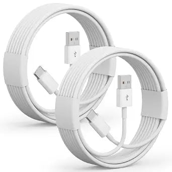 2Pack Long USB A to USB C Cable for iPhone 18/17/16/15 Series (White-6 ft)