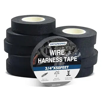 Wire Harness Tape,High Temp Self-Adhesive Felt Cloth Electric Tape for Engine Bay Wire Loom, Noise Reduction & Protection, 3/4 inch x 50 FT, 10 Rolls