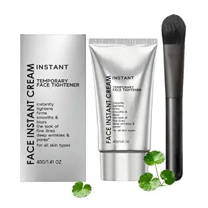 Temporary Instant Face Lifting Cream, Pre-Makeup Hyaluronic Acid Smoothing Facial Primer Cream, Blurs Look of Fine Lines, Wrinkles & Pores, Comes with Applicator Brush,Women Daily Moisturizer
