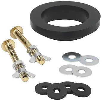 PlumbCraft 15-piece Tank-to-Bowl Kit for Toilet 7619800T, Ideal Toilet Repair Kit and Plumbing Parts for Toilet Tank Gasket, Complete Toilet Tank to Bowl Bolt and Gasket Kit, Brass-Plated Toilet Bolts