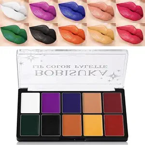 BOBISUKA Cream Lip Color Palette, High Impact 10 Halloween Colors Matte Lipstick Makeup Palette, Moisturizing Waterproof Creamy Formula Lipstick - Halloween